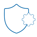 Blue icon shield and cog | Workz Group
