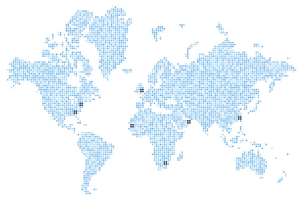 Graphic of world map with highlighted Workz locations | Workz Group