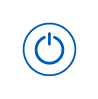 Blue icon of power button | Workz Group