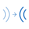 Blue icon of two signals connected by an arrow | Workz Group
