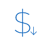Blue icon of dollar sign with downward arrow | Workz Group