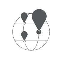 Icon showing multiple location pins on the world | Workz Group