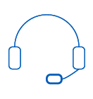 Blue icon of headphones and microphone | Workz Group