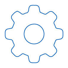 Blue icon of wheel cog | Workz Group