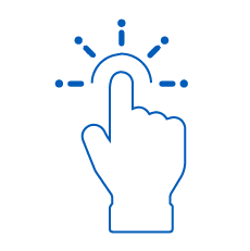 Blue icon of index finger touching the sun | Workz Group