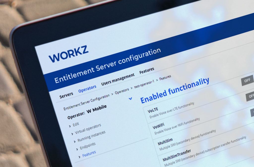 Tablet open to Workz dashboard to set up entitlement server configuration | Workz Group