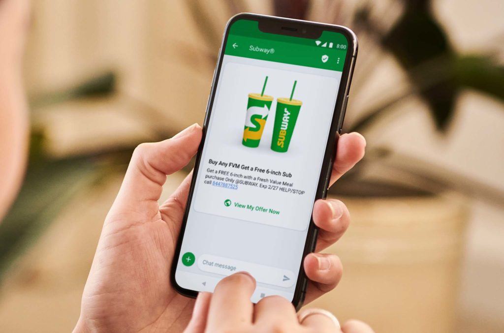 Mobile phone with online food order at Subway | Workz Group