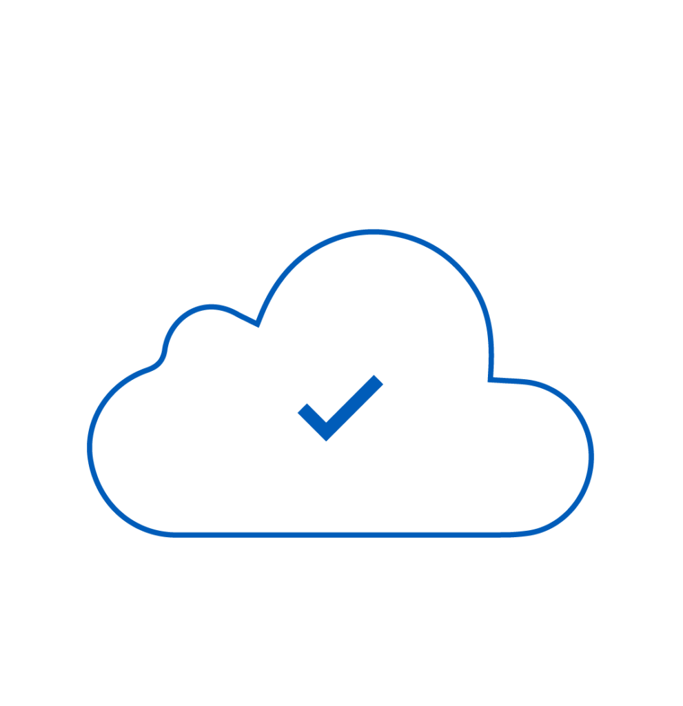 Blue cloud icon with tick | Workz Group