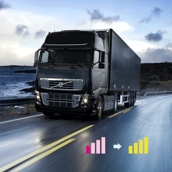 Black truck driving on road with icon illustrating network switching MeSH | Workz Group