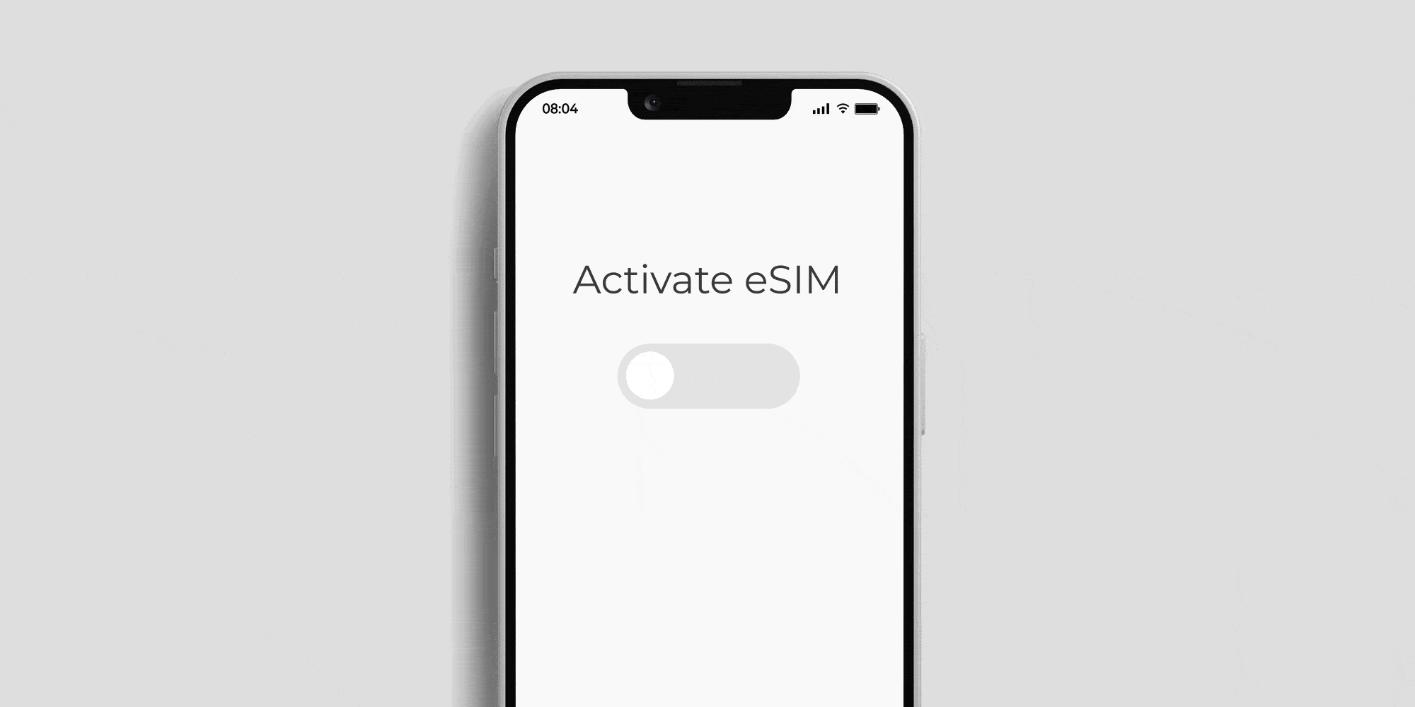 Finger slides across smartphone to activate eSIM