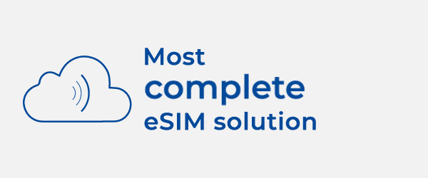 Cloud icon next to animated gif saying most complete/innovative/valuable eSIM solution | Workz