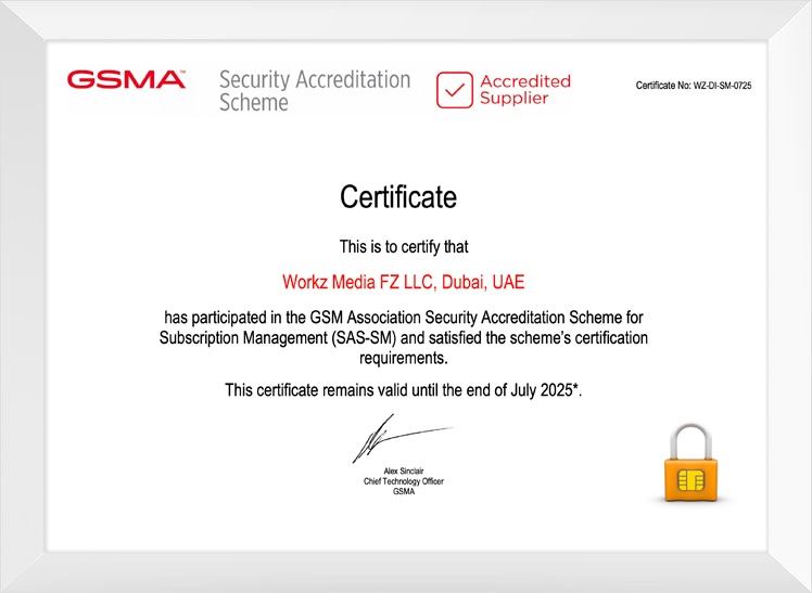 GSMA SAS SM certification | Workz