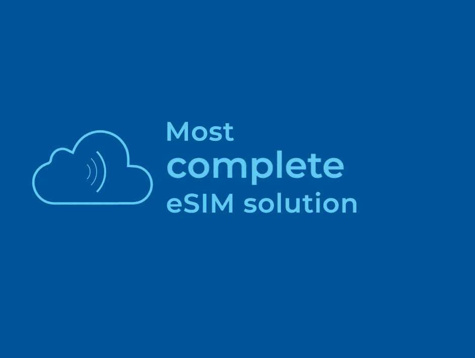 Cloud icon next to animated gif saying most complete/innovative/valuable eSIM solution | Workz