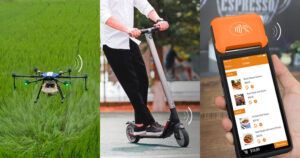 IoT eSIM devices for enterprise: connected drone, electric scooter and PoS payment terminal